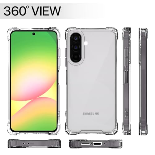 Image of Amazon Basics Back Cover for Samsung Galaxy A26 5G PC + TPU Clear Transparent Raised Edges Shockproof Protective Phone Bumper Case(Transparent)