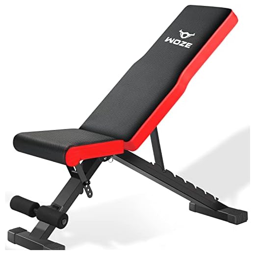 WOZE Adjustable Weight Bench, Foldable Workout Bench for Full Body Strength Training, Multi-Purpose Decline Incline Bench for Home Gym - New Version