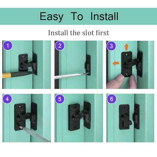 Image of MINI Size 90 Degree Door Latch Sliding Screen Door Latch Barn Door Lock Hasp Latch Clasp Lock Pocket Door Locks and Latches Black Small* | Quick-Access Locking for Privacy in Bathroom, Toilet, RVs & Small Spaces, Left Or Right Application, 304# Stainless Steel
