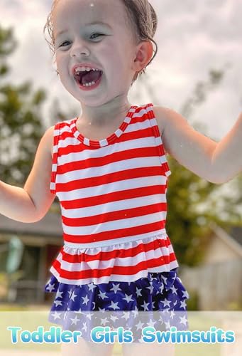 image for Ahegao 2t infant Girls 4th of July Swimsuit Little Baby USA Flag 3Year