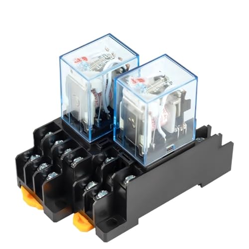 Relé electromagnético MY4NJ de 12V CC con base de enchufe para carril DIN en cuadros eléctricos