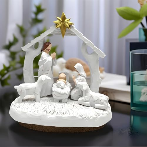 Scène de la Nativité compacte pour décorer facilement table, bureau et petits espaces de Noël - 3