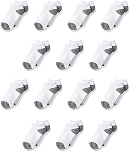 Amazon Essentials Unisex Kids' Cotton Low Cut Sock, 14 Pairs, White/Grey, Medium