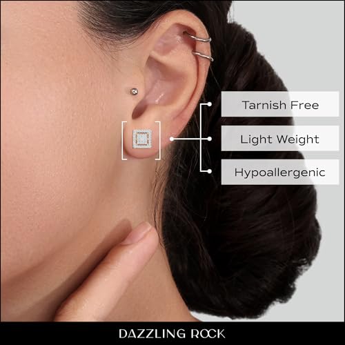 Dazzlingrock Collection 0.32 Carat (ctw) Round White Diamond 7.50mm Square Shaped Hip Hop Iced Out Studs in 10K Solid Gold, Unisex Design Ladies, Mens Real Diamond Earrings2