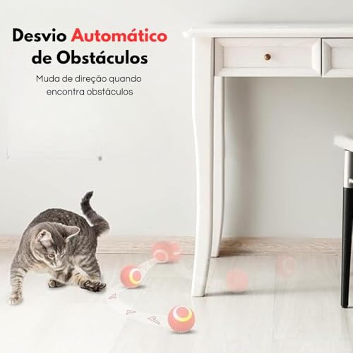 Bola Interativa para Gatos e Cães – Luz LED, 2 Modos de Movimento, Recarregável USB, Silicone Azul