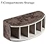 YAPISHI All-in-One Leather Brown TV Remote Holder with 5 Compartments Nightstand Desktop Media Player Remote Caddy Storage Box Organizer Tray for Mobile Office Phone Controller