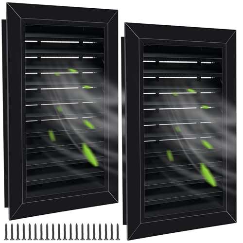 Gisafai 2 Pcs 12 x 18 Gable Vent Aluminum Alloy Wall Vents Shed Attic Vent with Screen Return Air Grill with Screws for Ventilation Exterior Doors Wall House (Black)