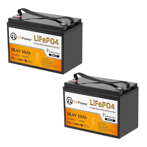 Image of 2 PACK 36V 50Ah Trolling Motors Lithium LiFePO4 Battery, Built-in 50A BMS, 1.2C Discharge 60A Current,Deep Cycle Group31 Battery, Perfect for Trolling Motor,RV, Boat, Marine, Solar