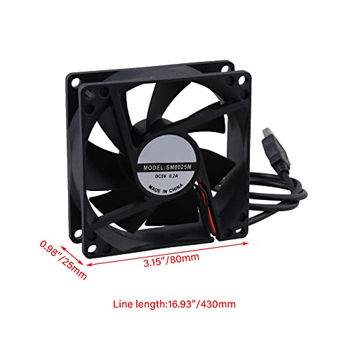 BQLZR 5V Black 8CM 8025 USB Silent Power Ball Bearing Computer Case Cooling Fan for Computer Case CPU Cooler