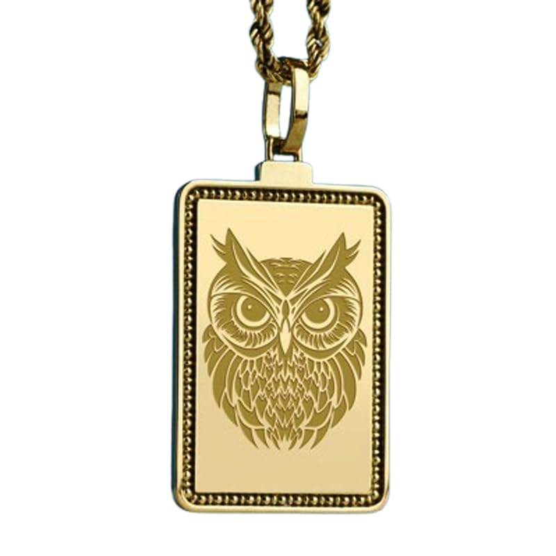 Collier hibou rectangle argent plaqué or, finis les bijoux ternes qui s'oxydent