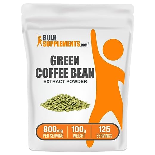 BULKSUPPLEMENTS.COM Green Coffee Bean Extract Powder - Green Coffee Bean Supplements, Green Coffee Bean Powder - Green Coffee Extract, Gluten Free - 800mg per Serving, 100g (3.5 oz)