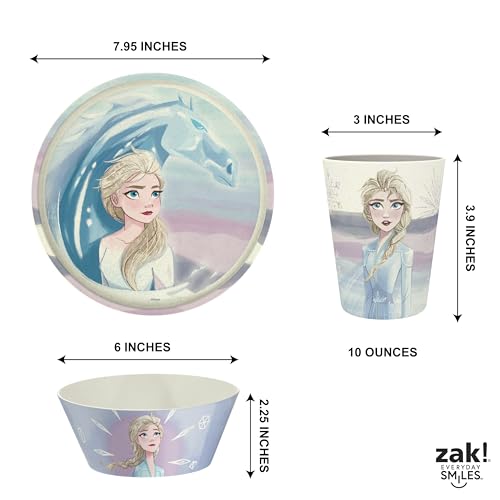 Image of Zak Designs Disney Frozen Kids Dinnerware Plate Bowl & Tumbler, 3-Piece Set