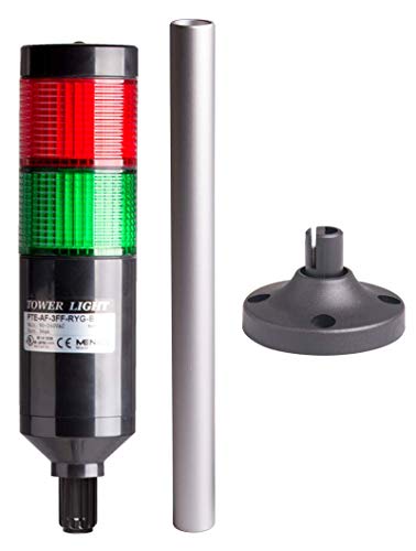 MENICS PTE-APF-202-RG-B, Tower Light Kit, 56mm Modular LED, Red/Green Lens 2 Stacks, Steady/Flash, Black Body, 25