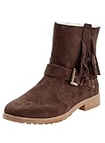  oodji Ultra Mujer Botas de Ante Sintético con Flecos, Marrón, 39 EU / 6 UK