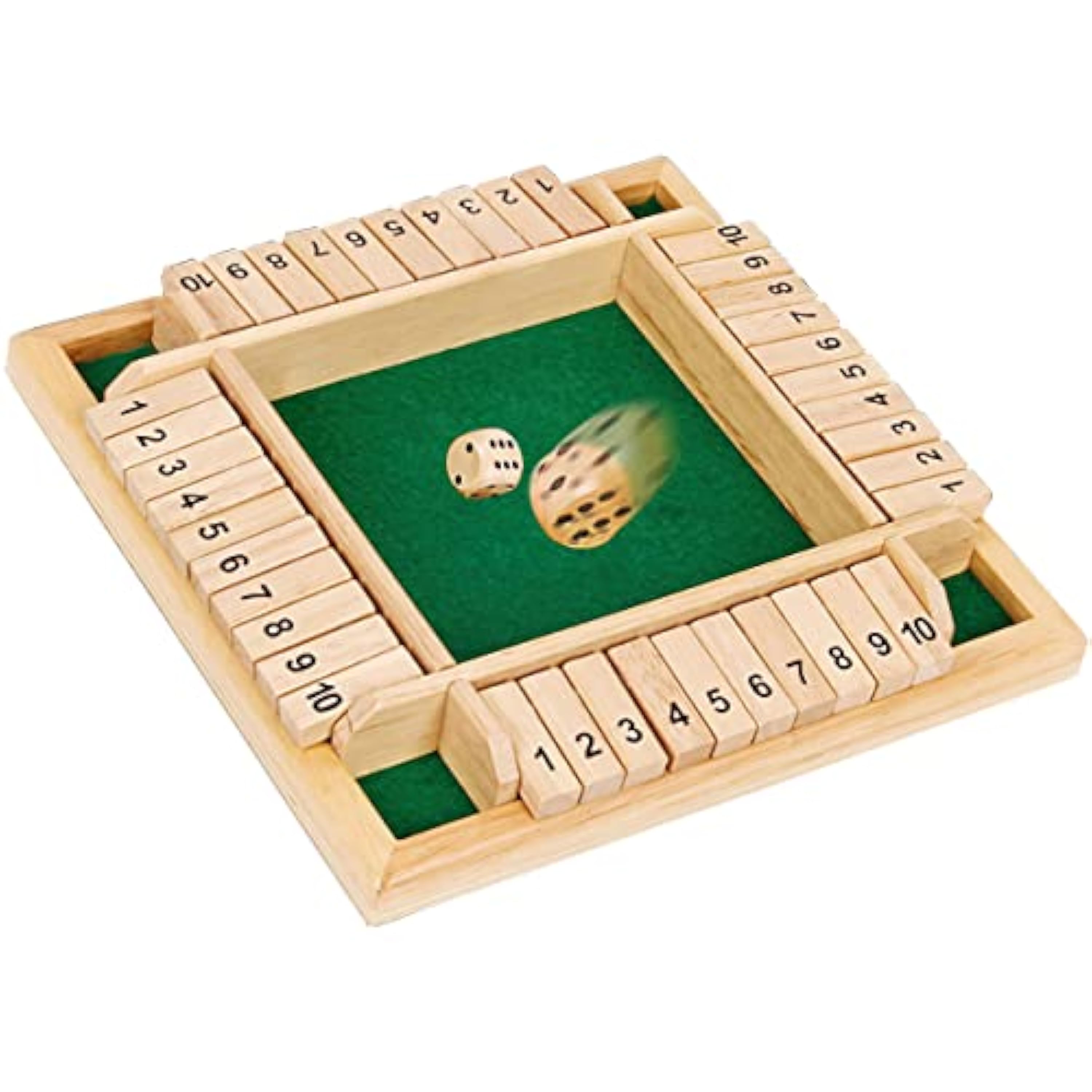ACTOYS Shut The Box, Juego de Mesa, Cierra la Caja Juego con 2 Dados, Shut The Box Board Game para 4 Jugadores, Juego de Mesa Clásico, Juego de Matemáticas para Niños y Adultos