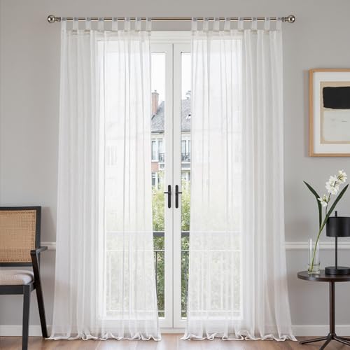 TOPICK Schlaufenschal transparent Leinenoptik 2er Set