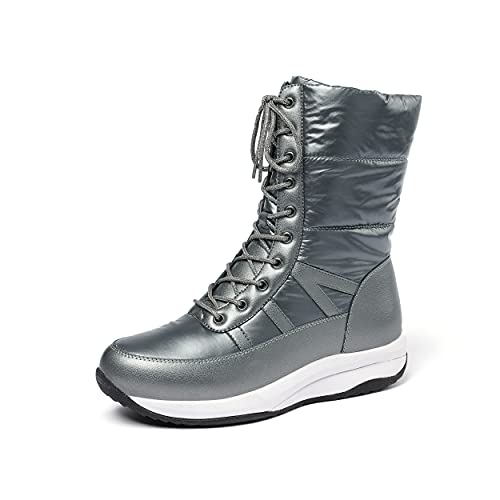 JIEEME Botas de nieve para mujer de microfibra + paño impermeable Cover