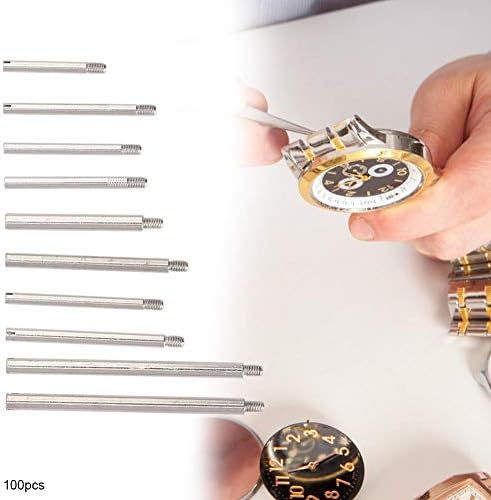 Qiterr Watch Strap Screw, Watch Tool Kit, Watch Repair Screw, Metal 10 Sizes Watch Band Strap Screw Set Watch Repair Tool Accessories with Storage Box(100pcs)