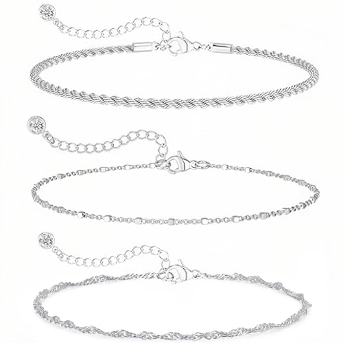 ZEPIQOR Pulsera mujer Set de Pulseras Plata 925 Conjunto de Pulseras Chapadas Apilable Set para Mujer brazalete plata mujer