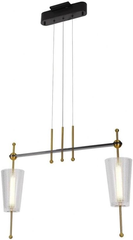 VONN VONNToscana VAP2102AB 29" Integrated LED Linear Pendant Lighting Fixture with Glass Shades in Antique Brass