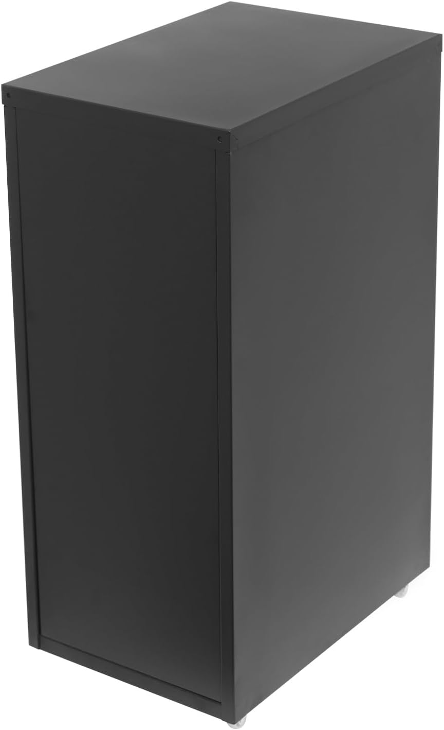6 Drawer File Cabinet with Lock, Vertical Metal Filing Storage Cabinet with Wheels for A4 Legal/Letter Size, 27" Deep Narrow File Cabinet Name Card Holder for Home Office, Black
