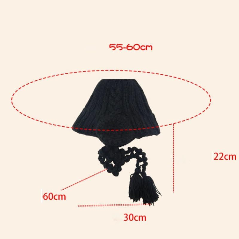 Handmade Fringed Knitted Headscarves Women's Warm Ear Protecting Woolen Hats Headphone Caps