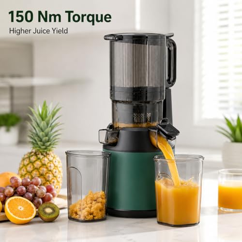 Miniatura 3 de Máquina Exprimidora Lenta De Prensado En Frío, Exprimidor Profesional De 300 W Con Canal De 13 Cm De Ancho Para Frutas Y Verduras Enteras, Extracción Silenciosa De Alto Rendimiento De Jugo