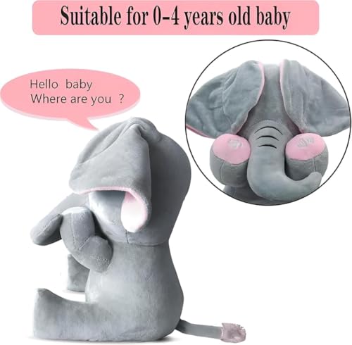 Image of Peek-A-Boo Musical Elephant Plush Toy for Babies & Kids | Singing Talking Elephant with Moving Ears | Soft Pink Elephant Soft Toy for Girls & Boys | Interactive Musical Soft Toy for Newborn Baby