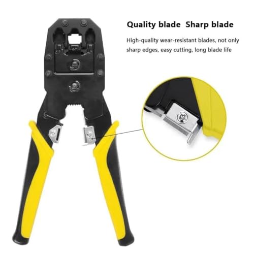 Image of XIKKART RJ45 Crimping Tool, Wire Stripper And Cutter Tool, BOSI Modular Plug Ethernet Network RJ45 RJ11 RJ12 Crimping Tool, Network Cable Cutting Stripping Crimper