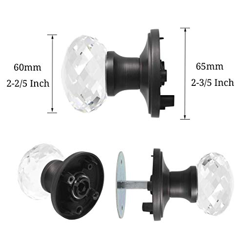 Nizado Oil Rubbed Bronze Glass Door Knobs Dummy Function,Crystal Style Doorknob Dummy,Interior Door Handles #TOP2