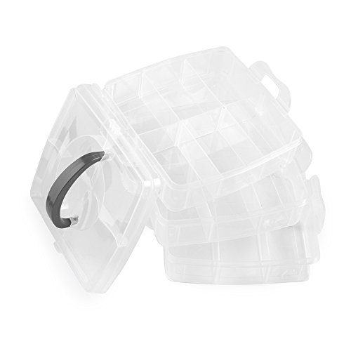 Sortierbox mit Tragegriff, Aufbewahrungsbox, Größe 15,5 x 15,5 x 13,0 cm, 3 x 6 Fächer, für Bügelperlen, Perlen, Schmuck… – Bild 4