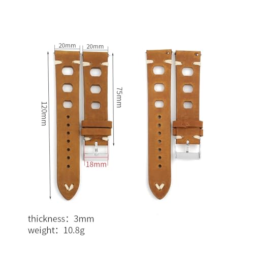 Bracelet de montre cuir interchangeable 20mm à dégagement rapide - 2