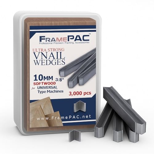 Image of V Nails for Picture Frames Softwood Universal (UNI) 10mm (3 /8 Inch) [3000 V-Nail Pack, Stacked] - (for use in Automatic V Nailer for Picture Framing, Automatic V Nailer for Picture Frames)