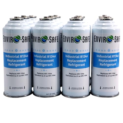 ENVIRO-Safe R134a Vehicle AC Refrigerant | 12 Cans (8oz) with Piercing Valve for AC Recharging | Automotive, Agriculture and Appliance Refrigerant (Cans Only)