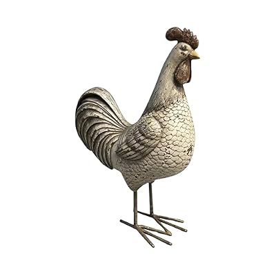 Comfy Hour 10.4" Decorative Hen Rooster Statue, Artisan Crafted Chicken Figurine, for Kitchen & Dining, Vintage Farmhouse Style Home Decor Accent, Polyresin Country Sculpture