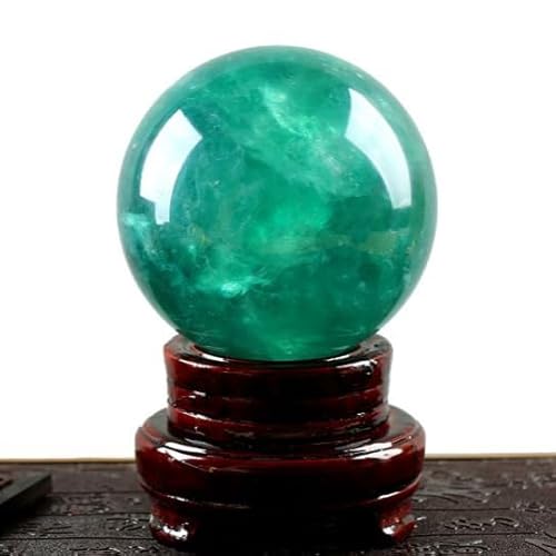 Fluorite Crystal Ball with Stand for Home Office Decor, Feng Shui Sphere for and Witchcraft,140mm