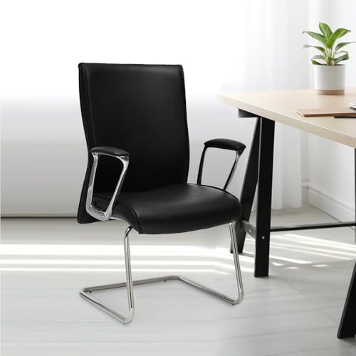 Image of Nilkamal Command Mid Back Leatherette Visitor Chair|Assembly Required| Office & Home Office|Black