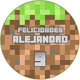 FOTO COMESTIBLE JUEGO GAMER PIXEL estilo MINECRAFT, Oblea o Papel de Azúcar, Personalizada con Texto, Comestibles para Tartas y Magdalenas. Varios Tamaños.