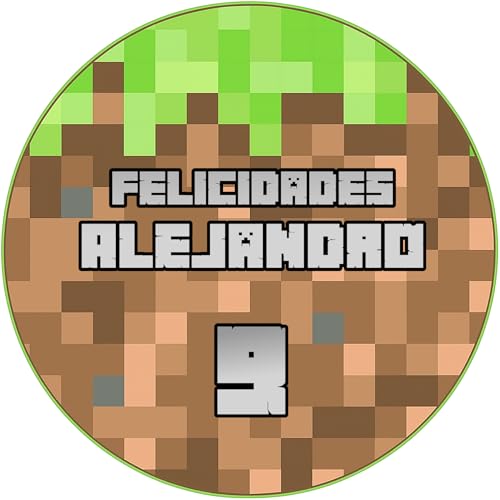 FOTO COMESTIBLE JUEGO GAMER PIXEL estilo MINECRAFT, Oblea o Papel de Azúcar, Personalizada con Texto, Comestibles para Tartas y Magdalenas. Varios Tamaños.