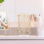 Mkono Necklace Holder Metal Jewelry Display Stand Necklace Organizer with 22 Hooks for Storage and Hanging Bracelet Keychain Home Room Decor for Women,Gold - Image 4