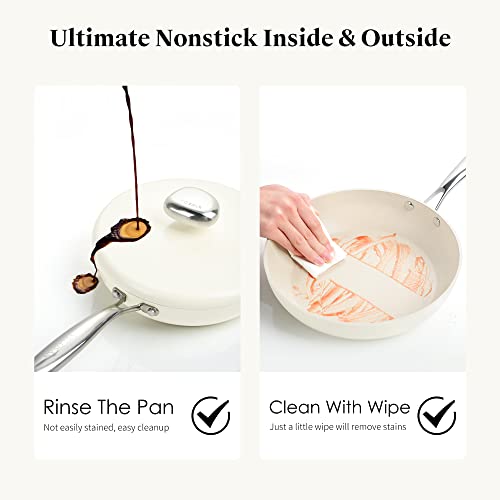 Frying Pans Nonstick - 10 Inch Ceramic Non Stick Frying Pan, 3.5 Qt Induction Saute Pan With Lid, Large Deep Frying Pan, Oven Safe Skillets Nonstick Chefs Pans For Cooking Pan, Pfoa Free Cookware Gift #TOP4