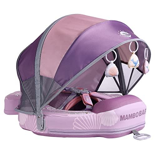 Heccei Add Tail Newest Mambobaby Baby Swim Float With Canopy Solid Pool Infant Swim Trainer Swimming Training Lying Air Free Water Floats Non-Inflatable Waist Swim Ring For Toddlers (Shell - Purple) #TOP12