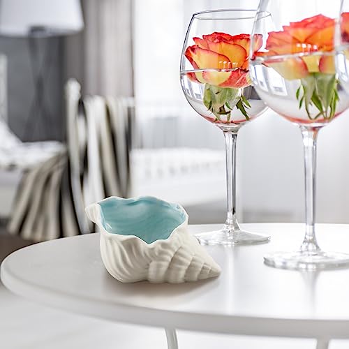 NBEADS Conch Shape Ceramic Jewelry Tray, Aqua Shell Trinket Dish Ceramic Ring Earring Holder Ocean-themed Decorative Trinket Plate for Rings Earrings Necklaces Bracelet Jewelry Watch Keys - Image 5