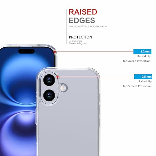Image of TPU For Iphone Clear Case 16, [Anti-Yellowing Technology] [Military Grade Drop Protection] Shockproof Slim Hybrid Phone Case For Iphone 16 - Crystal Clear