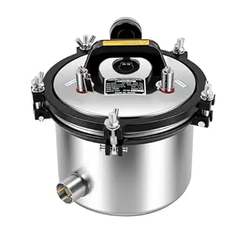 8L Steam Autoclave Sterilizer 110V 1.2KW Portable Lab Sterilizer 304 Stainless Steel, High Pressure Dental Medical Autoclave with Temperature Control 126-129℃ for Lab Equipment Tattoo Nail Tools