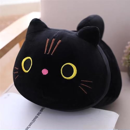 FIASHCN Cute White Black Brown Cat Plush Toy Fat Cat Throw Pillow Stuffed Animal Plush Doll For Kids Birthday Gift 35cm Black
