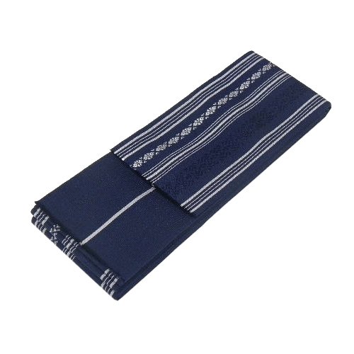 Tozando Pure Silk Kaku OBI Belt - Made in Japan (Navy)