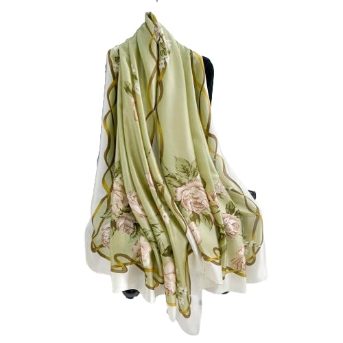 Image of MALINA Women's Polyester Silk Satin Stole Scarf - Soft Lightweight Fashion Wrap, Elegant Floral & Gradient Design, summer stole,Scarf For Women,Premium Stole,Large Size 180x90 cm'