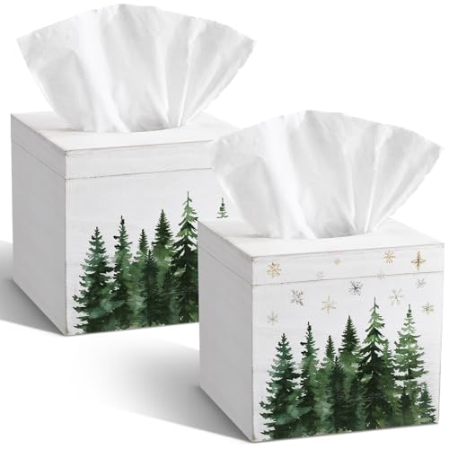 Yalikop 2 Pcs Christmas Tissue Boxes Cover 6 Inch Christmas