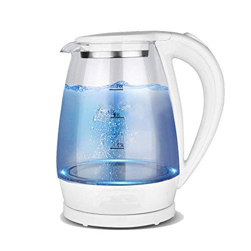 HODAGES 2-liter glass electric kettle,1500W eco-friendly kettle with led light, wireless kettle with stainless steel inner lid and bottom,fast boiling,auto shut-off and dry-out protection,wh (White)